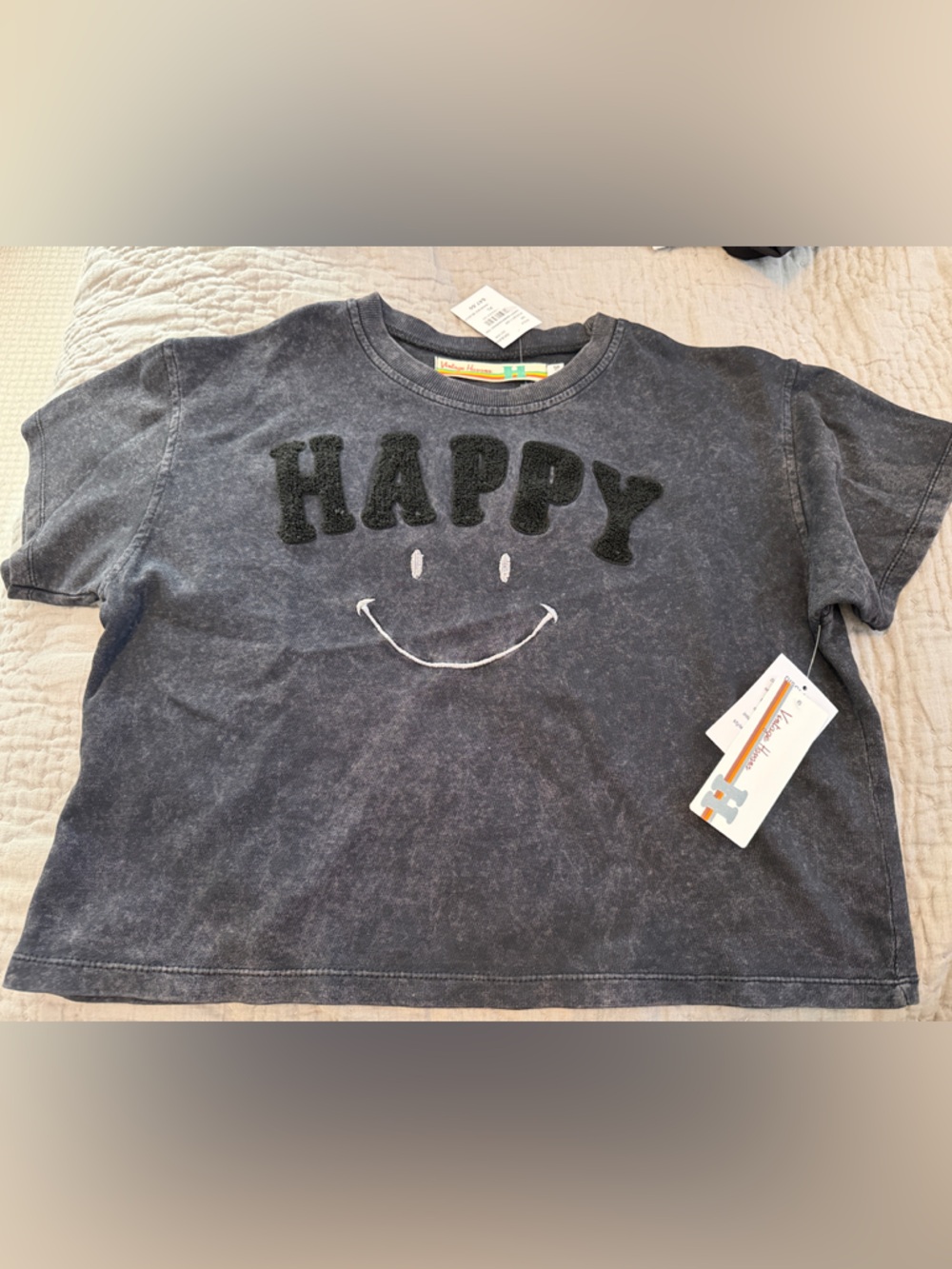 NWT Vintage Havana Kids 'Happy' Short Sleeve Tee - Charcoal